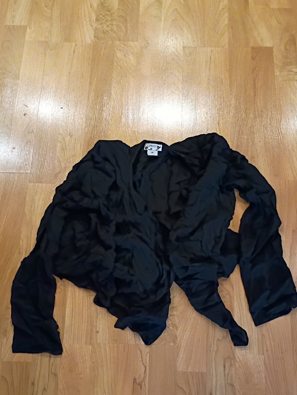 Ghost Black Lightweight Draped Open-Front Cardigan